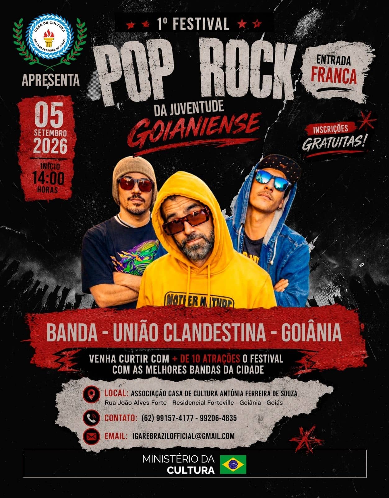Cartaz 1° FESTIVAL POP ROCK CASA DE CULTURA 2026